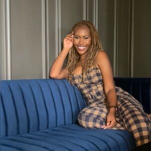 Free People Hold Me Tight Jumpsuit Indigo Combo